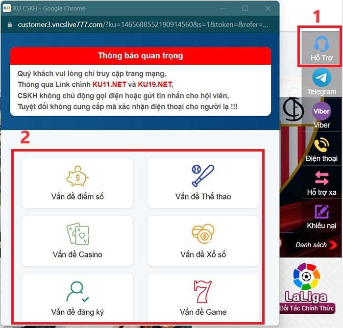 Liên hệ Hỗ trợ Ku casino tại trang web nhà cái